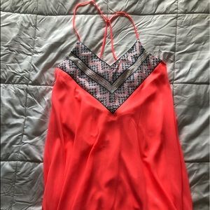 Neon pink Aztec print dress